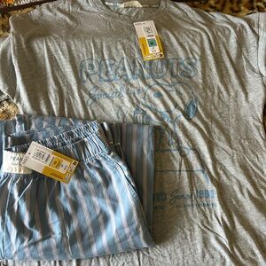 Marks & Spencer Peanuts Snoopy Pajama Set - Gray and Blue